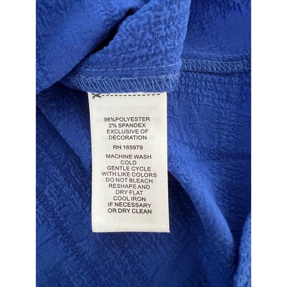 Cupio Blue Summer Blouse Woman Size Small Flutter Cap Sleeve Smocked Back - Picture 6 of 9